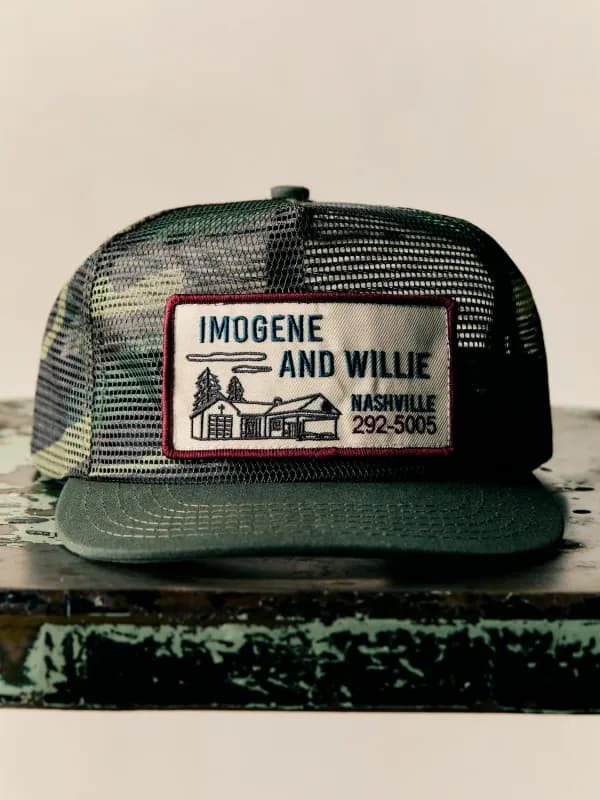 the "service station" mesh trucker in camo